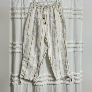 Striped Cream and Brown Pants